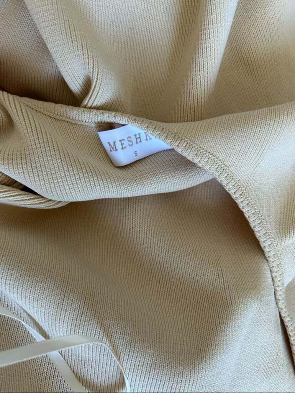 ✨ SALE Meshki Soleil Knit And Mesh Halter Maxi Dress Small Cream Wedding Event - Picture 12 of 14
